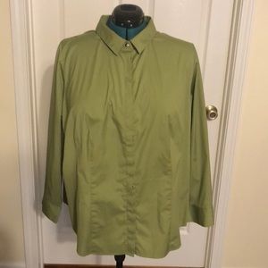 D&CO Denim & CO Green Long Sleeve Blouse Size 2X